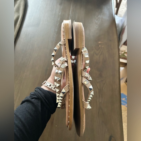 Steve Madden Skylar studded flat sandals strappy nude silver - Picture 9 of 11